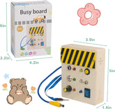 Wooden Sensory Board Switch Toy with Real LED Light and Sounds, Montessori Busy Board Toys for Toddler, Educational Gifts for 1 2 3 Year Old Girls Boys